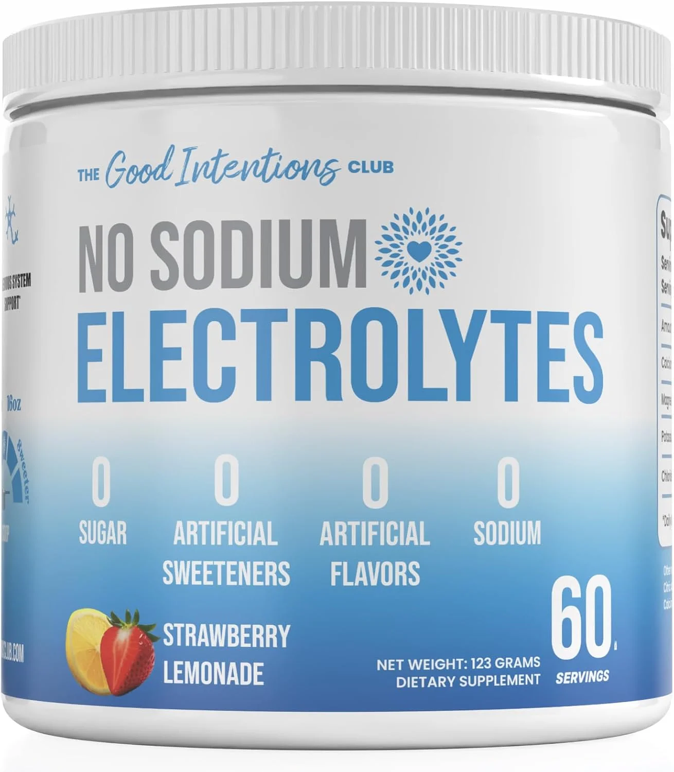 الکترولیت های کم سدیم - 60 سروینگ - طعم لیموناد توت فرنگی - پودر الکترولیت بدون شکر - الکترولیت ها بدون سدیم - پودر الکترولیت کم سدیم