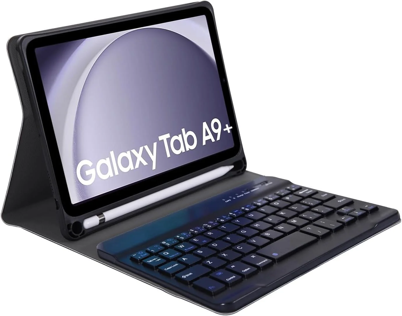 کیف کیبورد دار برای تبلت سامسونگ گلکسی تب A9+ مدل 2023 SM-X210 / SM-X215 / SM-X216 به همراه جای قلم S Pen، کاور محافظ با کیبورد وایرلس جداشدنی برای تبلت سامسونگ گلکسی تب A9 پلاس 11 اینچ 2023 - مشکی