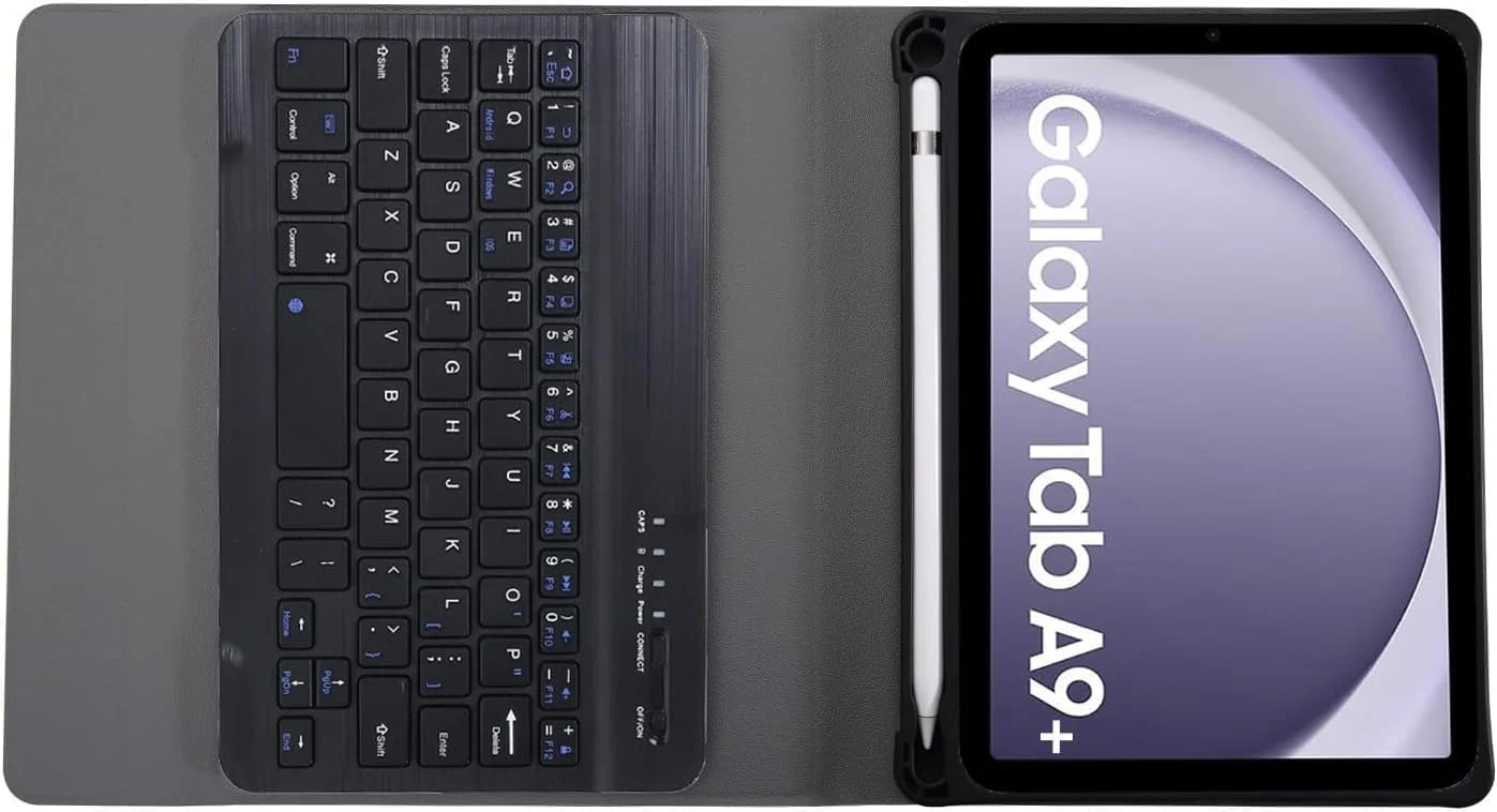 کیف کیبورد دار برای تبلت سامسونگ گلکسی تب A9+ مدل 2023 SM-X210 / SM-X215 / SM-X216 به همراه جای قلم S Pen، کاور محافظ با کیبورد وایرلس جداشدنی برای تبلت سامسونگ گلکسی تب A9 پلاس 11 اینچ 2023 - مشکی