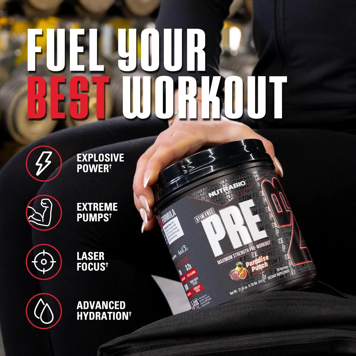 مکمل قبل از تمرین بدون محرک نوتراBio STIM-Free PRE برای مردان، فرمول جدید | تمرکز لیزری، پمپ های شدید | عملکرد، استقامت | 10 گرم سیترولین، بتا آلانین، نیترات ها، نوتروپیک ها، الکترولیت ها - 20 سروینگ پانچ بهشتی