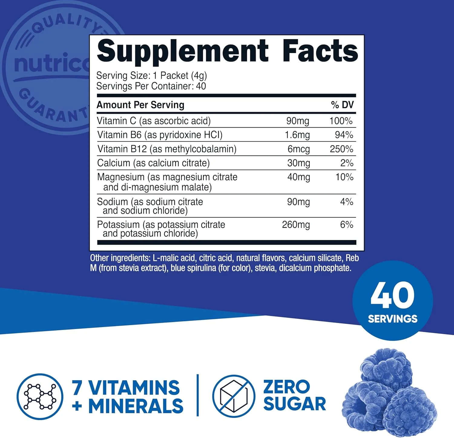 کمپلکس الکترولیت نوتری‌کاست، طعم تمشک آبی، 40 ساشه - کمپلکس آبرسانی پیشرفته