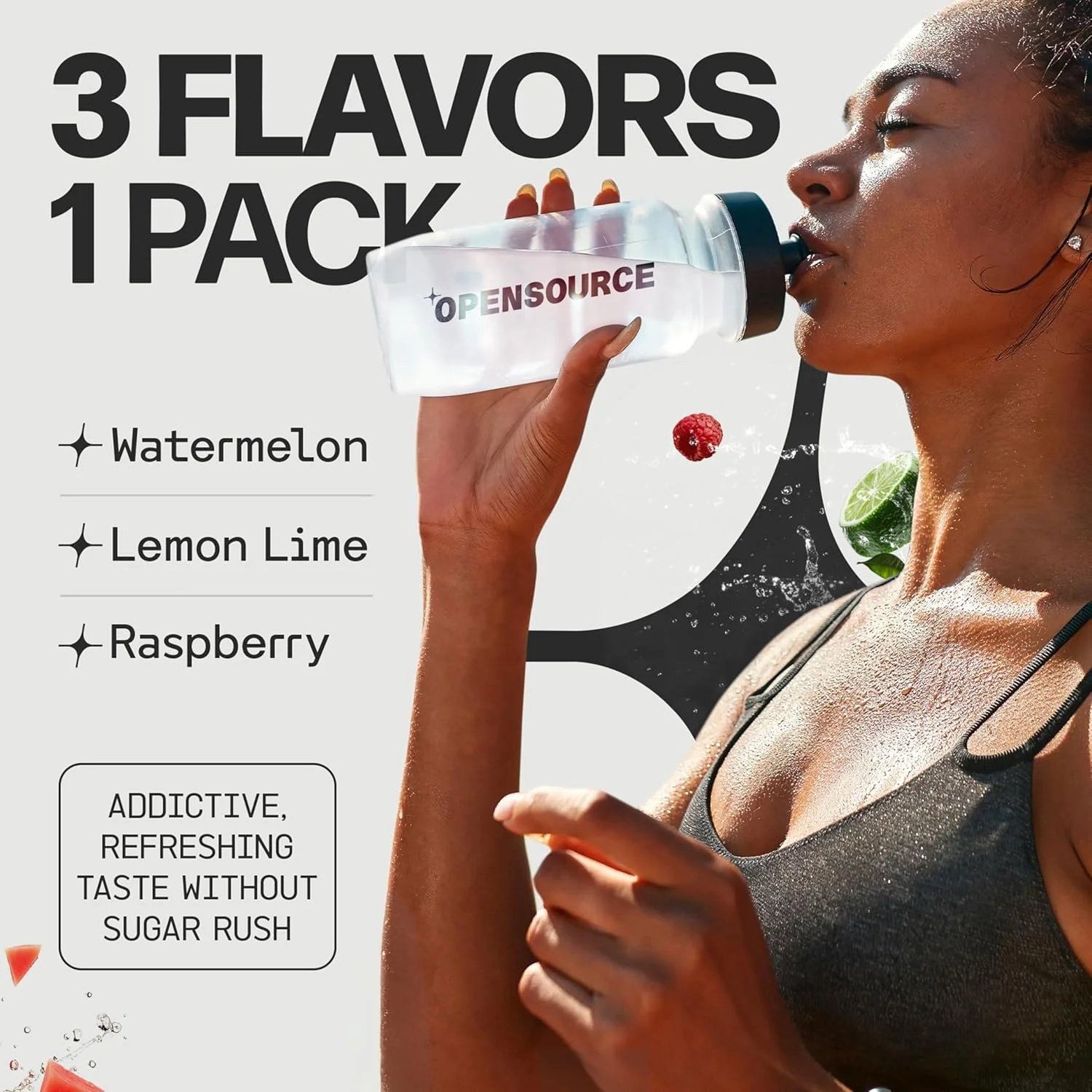 پودر الکترولیت بدون شکر اوپن سورس 300 میلی گرم منیزیم سه گانه برای آرامش و تمرکز | گلیسینات، تورات، مالات | کارنیور، کتو، پالئو | 30 بسته - هندوانه | تمشک لیمویی | لیمو