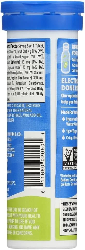 قرص های نوشیدنی تقویت شده با الکترولیت نون اکتیو: لیمو + لیمو ترش (بسته 6 عددی 10 تایی)