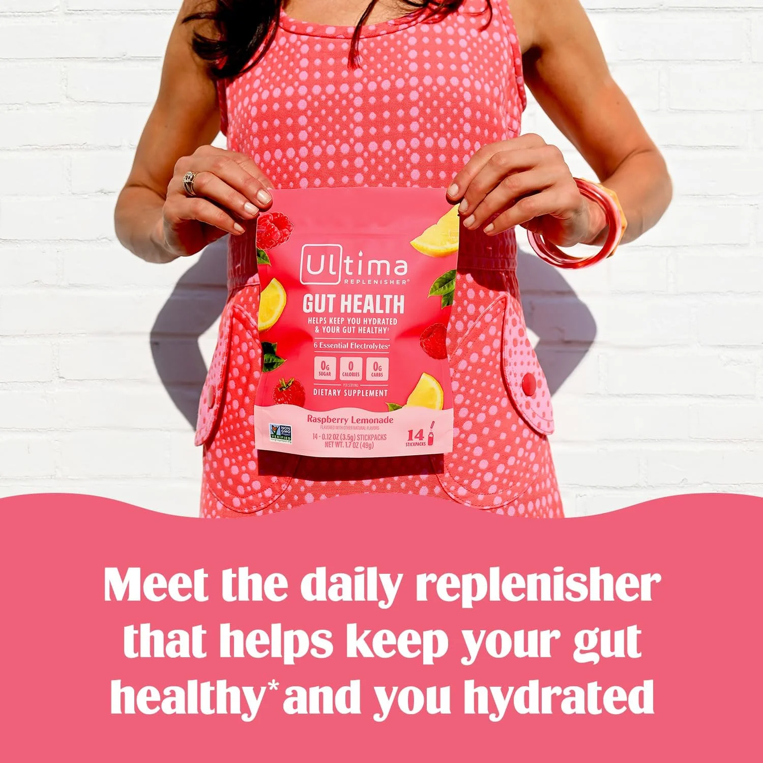 مکمل تقویت کننده سلامت روده و پودر الکترولیت آلتیما ریپلنیشر - تمشک لیموناد، 14 عدد بسته چوبی - بسته های آبرسانی با مزایای اضافه شده برای سلامت روده