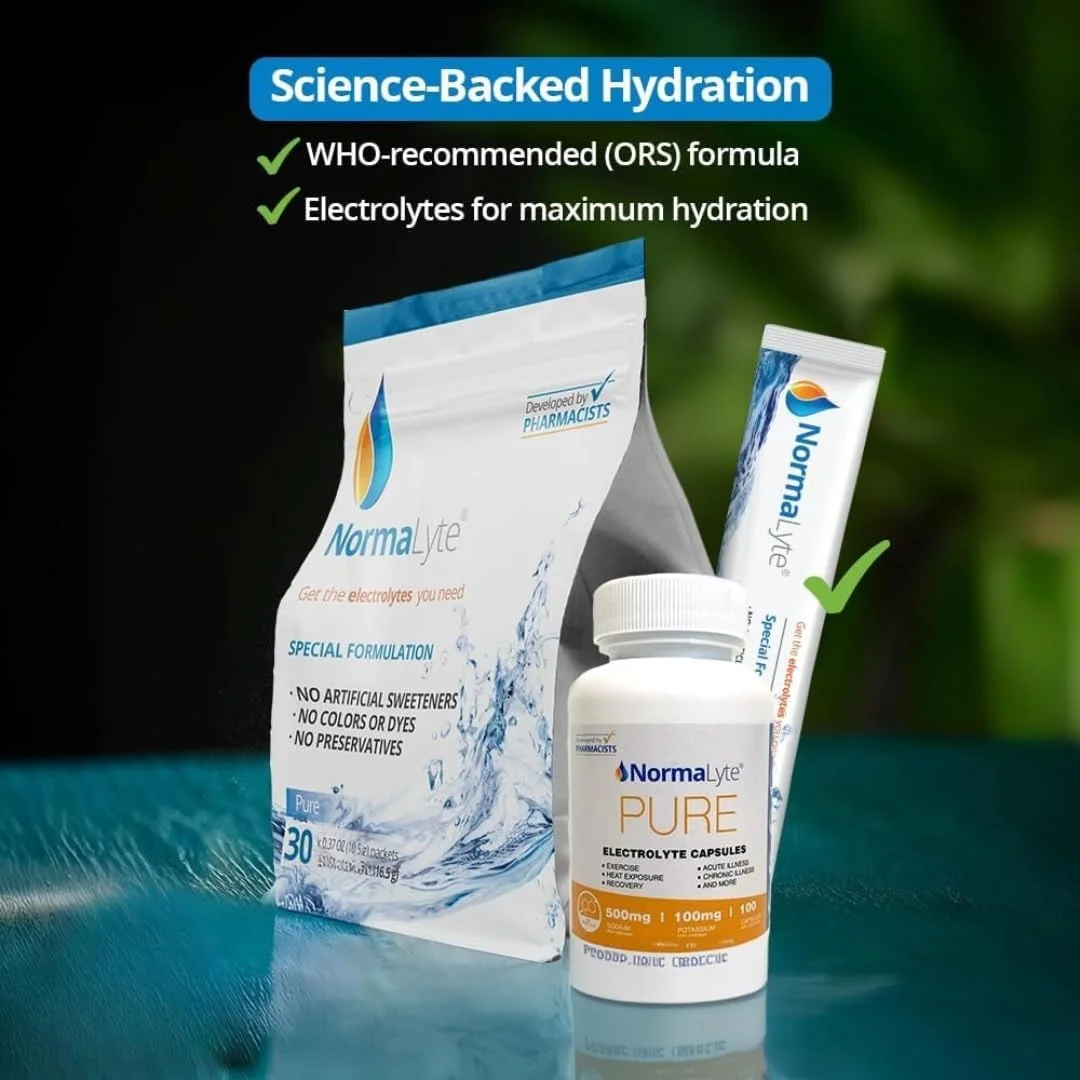 پودر الکترولیت خالص نورمالیت - بسته های پودری الکترولیت واجد شرایط FSA | مخلوط نوشیدنی الکترولیت مطالعه شده بالینی | 30 عدد چوب آبرسانی موثر