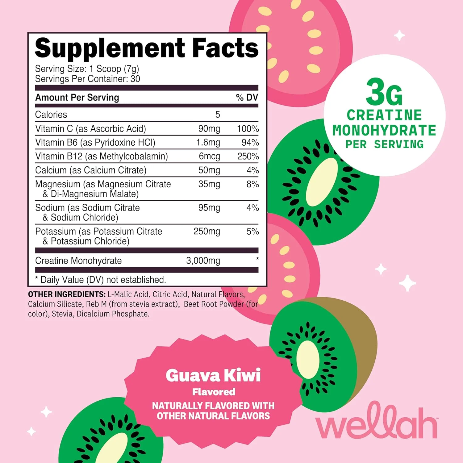 پودر کراتین + آبرسانی ولا (گواوا کیوی) 30 سروینگ - ترکیب نوشیدنی الکترولیتی با 3 گرم کراتین مونوهیدرات