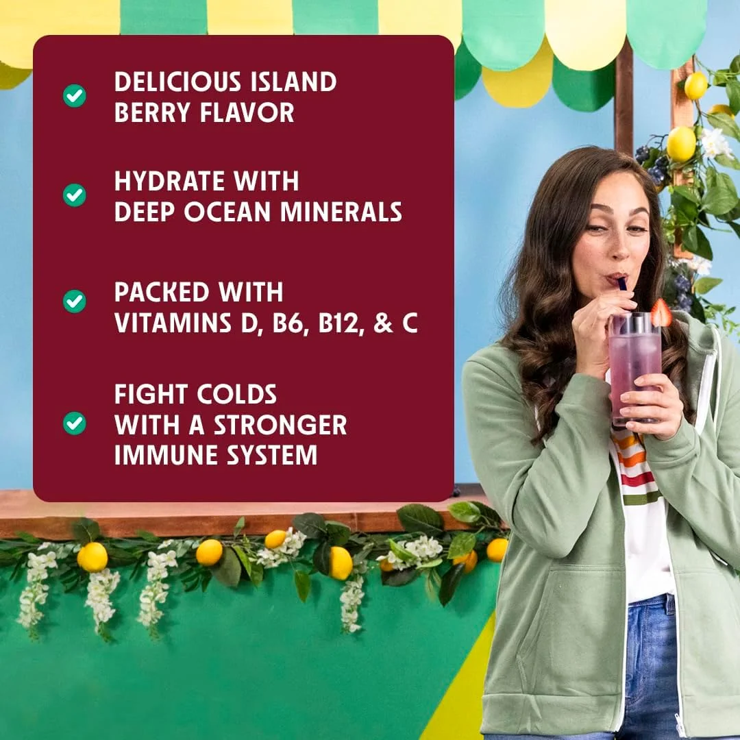 نوشیدنی الکترولیت آبرسان و تقویت سیستم ایمنی | بسته های آبرسان حاوی الدربری و زینک برای تقویت سیستم ایمنی | ویتامین C 1000 میلی گرم | مکمل تقویت سیستم ایمنی | الدربری، ویتامین C و زینک