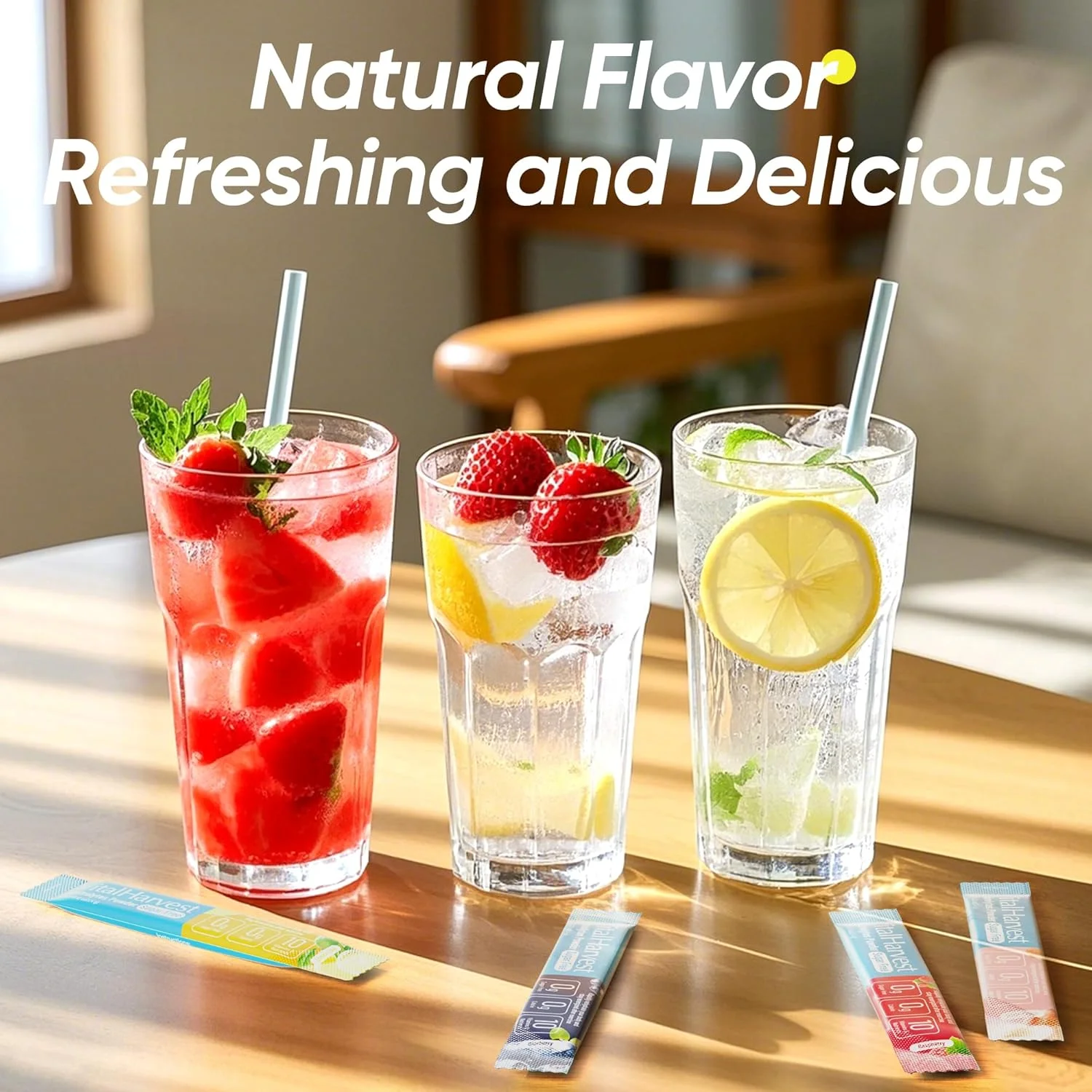 بسته پودر الکترولیت ویتال هاروست، 36 عددی، 6 طعم، بدون شکر، بسته های آبرسانی، نوشیدنی الکترولیت روزانه با طعم های لیمو ترش، هندوانه، پرتقال، تمشک، هلو سفید و بلوبری