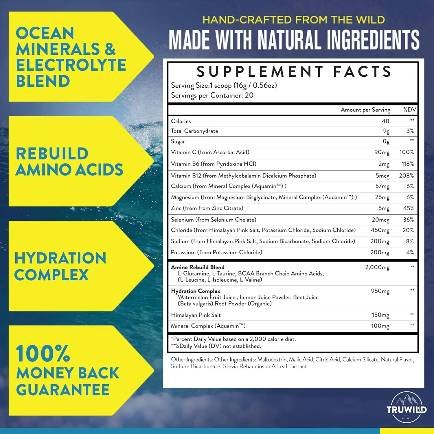 پودر آبرسان طبیعی TruWild بدون شکر، الکترولیت های گیاهی + آمینو اسیدها، نوشیدنی ریکاوری برای استفاده روزمره، مکمل پشتیبانی عضلات بعد از تمرین با منیزیم (هندوانه لیموناد) پودر آبرسان طبیعی TruWild بدون شکر، الکترولیت های گیاهی + آمینو اسیدها، نوشیدنی ریکاوری برای استفاده روزمره، مکمل پشتیبانی عضلات بعد از تمرین با منیزیم (هندوانه لیموناد)