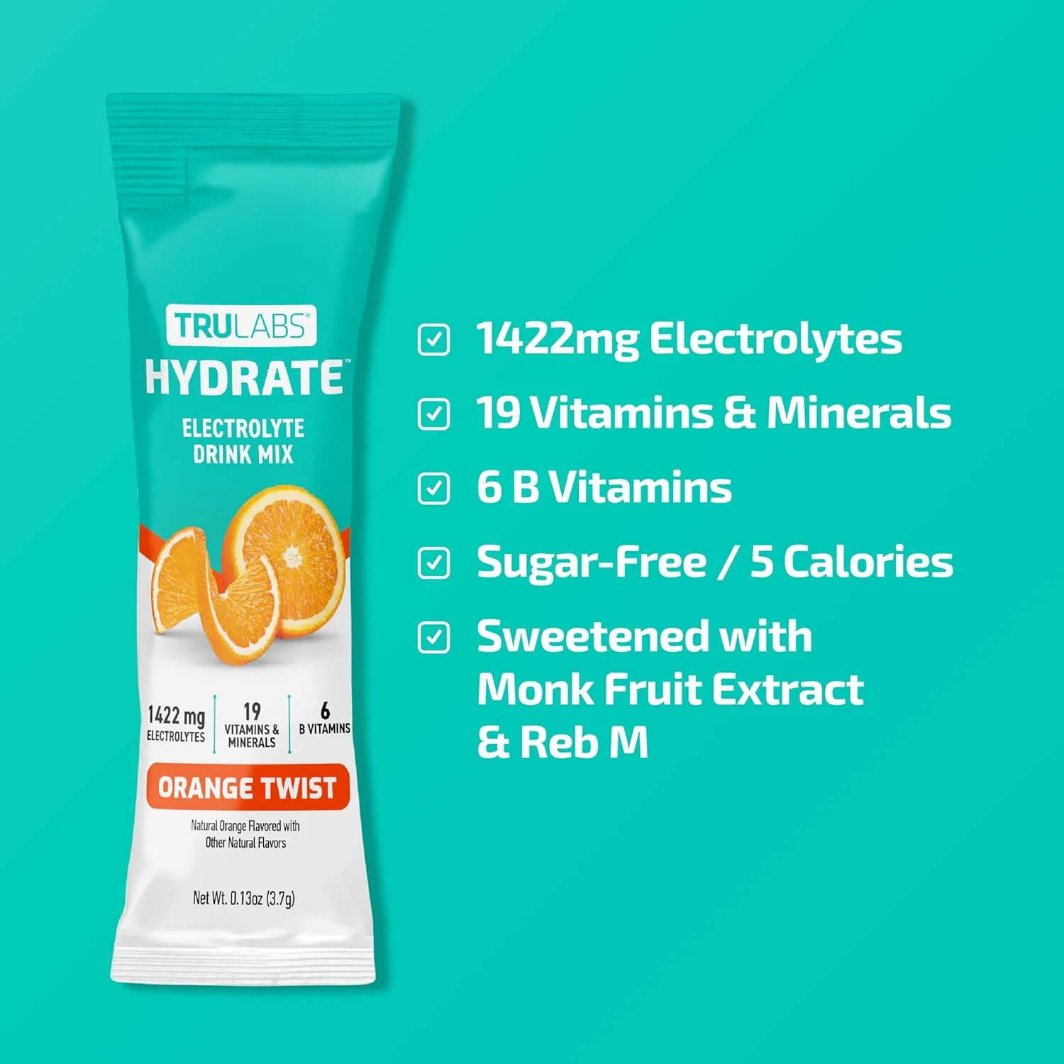 ترولبز هیدرات - طعم پرتقال. پودر الکترولیت بدون شکر. هر وعده حاوی 1422 میلی گرم الکترولیت و 19 ویتامین و مواد معدنی (16 عدد)