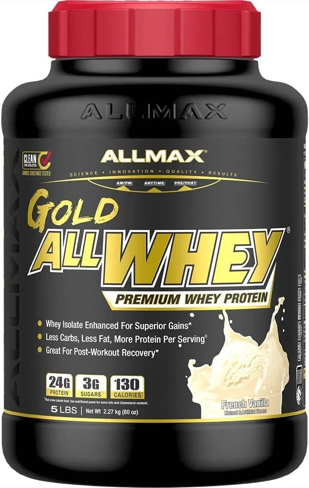 پروتئین وی گلد ALLWHEY آل مکس نوتریشن، وانیل فرانسوی - 2.27 کیلوگرم - 24 گرم پروتئین در هر پیمانه - بدون گلوتن، کم کربوهیدرات و کم شکر - تقریباً 71 سروینگ پروتئین وی گلد ALLWHEY آل مکس نوتریشن، وانیل فرانسوی - 2.27 کیلوگرم - 24 گرم پروتئین در هر پیمانه - بدون گلوتن، کم کربوهیدرات و کم شکر - تقریباً 71 سروینگ