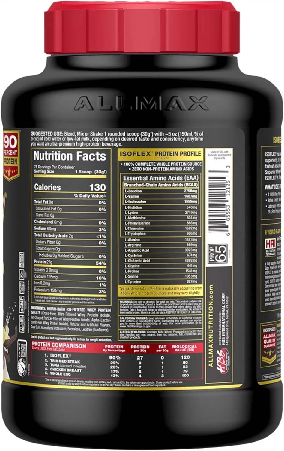 پروتئین وی ایزوله ISOFLEX AllMax Nutrition – 27 گرم پروتئین در هر پیمانه – 99% فاقد لاکتوز – فاقد گلوتن و سویا – وانیلی – 5 پوند پروتئین وی ایزوله ISOFLEX AllMax Nutrition – 27 گرم پروتئین در هر پیمانه – 99% فاقد لاکتوز – فاقد گلوتن و سویا – وانیلی – 5 پوند