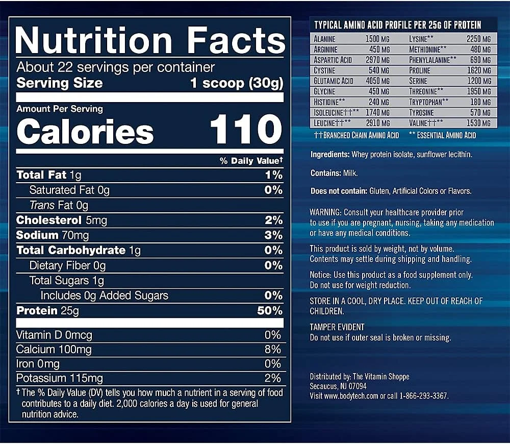 پودر پروتئین وی ایزوله بادی تک - 25 گرم پروتئین در هر وعده با BCAAs - جذب سریع برای رشد و ریکاوری عضلات - بدون طعم (1.5 پوند، 22 وعده) پودر پروتئین وی ایزوله بادی تک - 25 گرم پروتئین در هر وعده با BCAAs - جذب سریع برای رشد و ریکاوری عضلات - بدون طعم (1.5 پوند، 22 وعده)