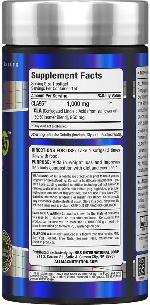 آل مکس نوتریشن CLA95، 1000 میلی گرم، 150 سافت ژل