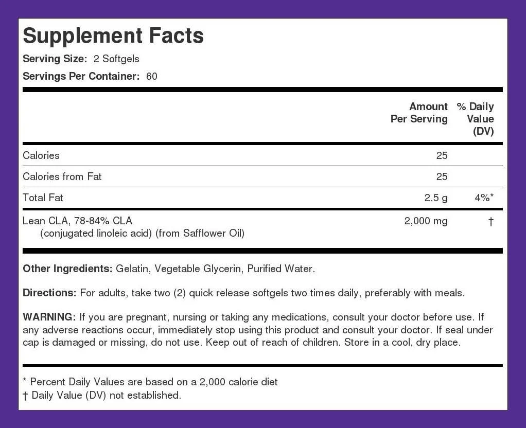 CLA 1000 میلی گرم اسید لینولئیک مزدوج 120 سافت ژل