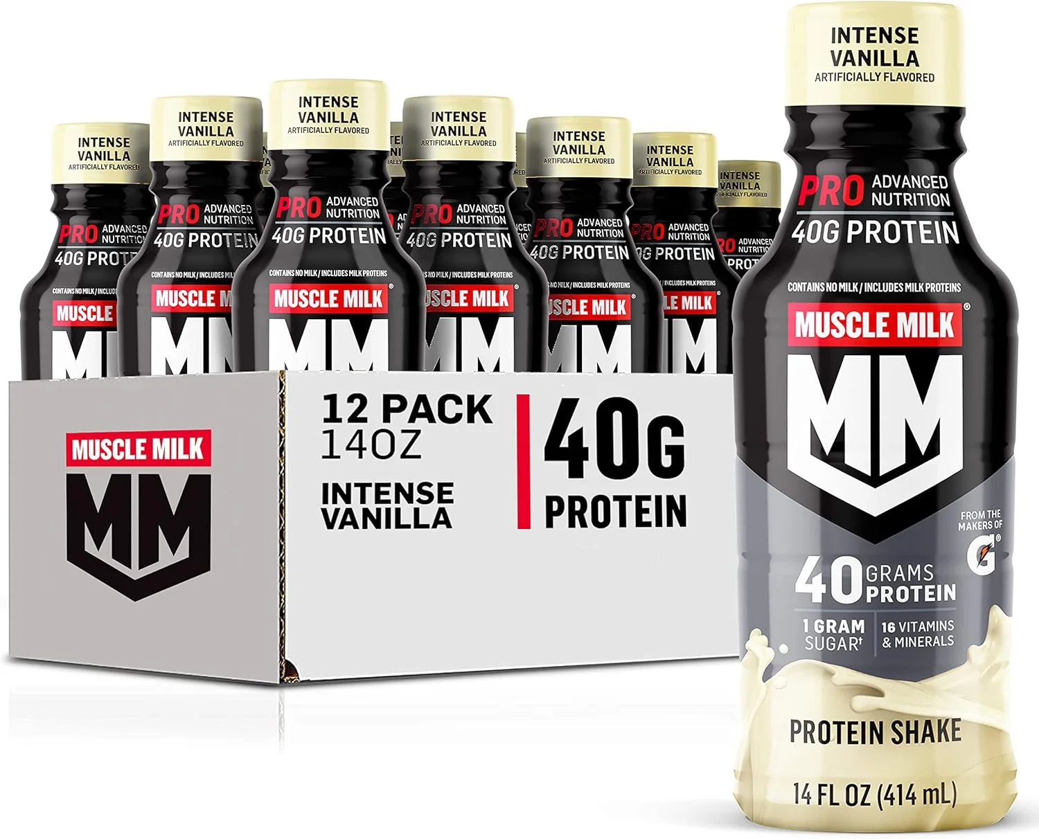 نوشیدنی پروتئینی پیشرفته Muscle Milk Pro، وانیل غلیظ، بطری ۴۱۴ میلی لیتری، بسته ۱۲ عددی، ۴۰ گرم پروتئین، ۱ گرم شکر، ۱۶ ویتامین و ماده معدنی، ۶ گرم فیبر، ریکاوری بعد از تمرین، بسته بندی ممکن است متفاوت باشد نوشیدنی پروتئینی پیشرفته Muscle Milk Pro، وانیل غلیظ، بطری ۴۱۴ میلی لیتری، بسته ۱۲ عددی، ۴۰ گرم پروتئین، ۱ گرم شکر، ۱۶ ویتامین و ماده معدنی، ۶ گرم فیبر، ریکاوری بعد از تمرین، بسته بندی ممکن است متفاوت باشد
