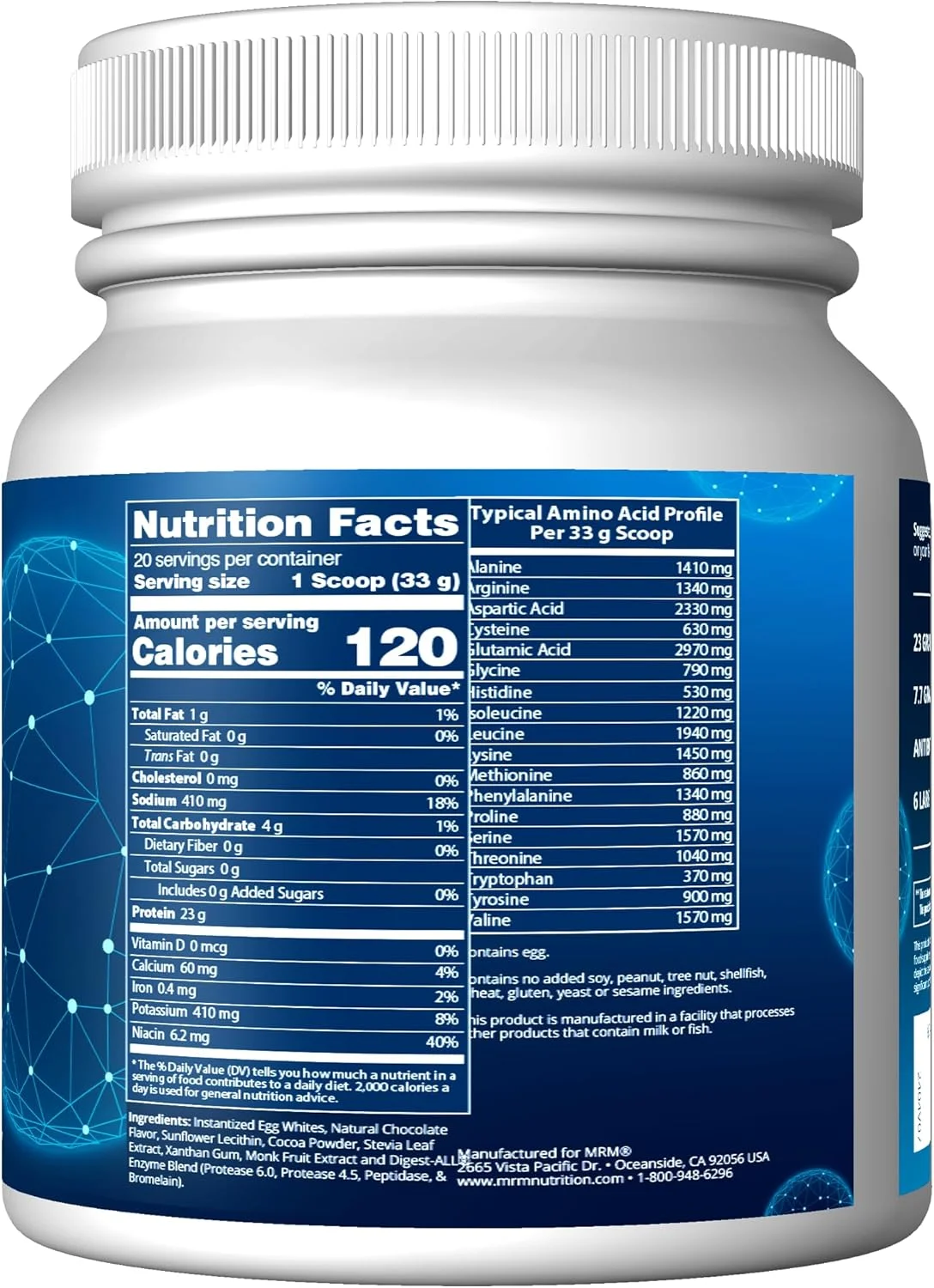 پروتئین سفیده تخم مرغ شکلاتی MRM Nutrition | 23 گرم پروتئین بدون چربی | حاوی آنزیم های گوارشی | بالاترین ارزش بیولوژیکی | تست شده بالینی | 20 سروینگ پروتئین سفیده تخم مرغ شکلاتی MRM Nutrition | 23 گرم پروتئین بدون چربی | حاوی آنزیم های گوارشی | بالاترین ارزش بیولوژیکی | تست شده بالینی | 20 سروینگ