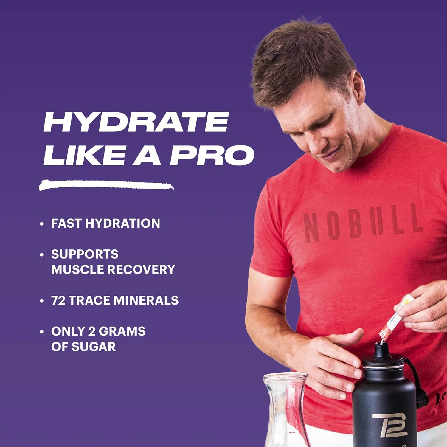 پودر الکترولیت بلوبری انار TB12 - پودر الکترولیت غنی از مواد معدنی برای آبرسانی سریع توسط تام بردی - طبیعی، کم شکر، وگان، بدون گلوتن، مخلوط آسان - 30 سروینگ (1 قوطی)