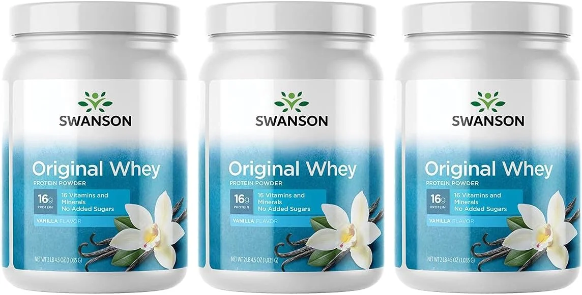پودر پروتئین وی اورجینال Swanson با ویتامین ها، مکمل ورزشی، پشتیبانی از تمرینات عضلانی، 2 پوند و 4.5 اونس (1035 گرم) (بسته 3 عددی) پودر پروتئین وی اورجینال Swanson با ویتامین ها، مکمل ورزشی، پشتیبانی از تمرینات عضلانی، 2 پوند و 4.5 اونس (1035 گرم) (بسته 3 عددی)