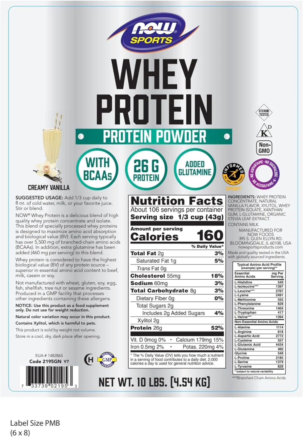 NOW Foods Sports Nutrition، پروتئین وی، 26 گرم با BCAAs، پودر وانیلی خامهای، 4.5 کیلوگرم - تصویر 2 NOW Foods Sports Nutrition، پروتئین وی، 26 گرم با BCAAs، پودر وانیلی خامهای، 4.5 کیلوگرم - تصویر 2