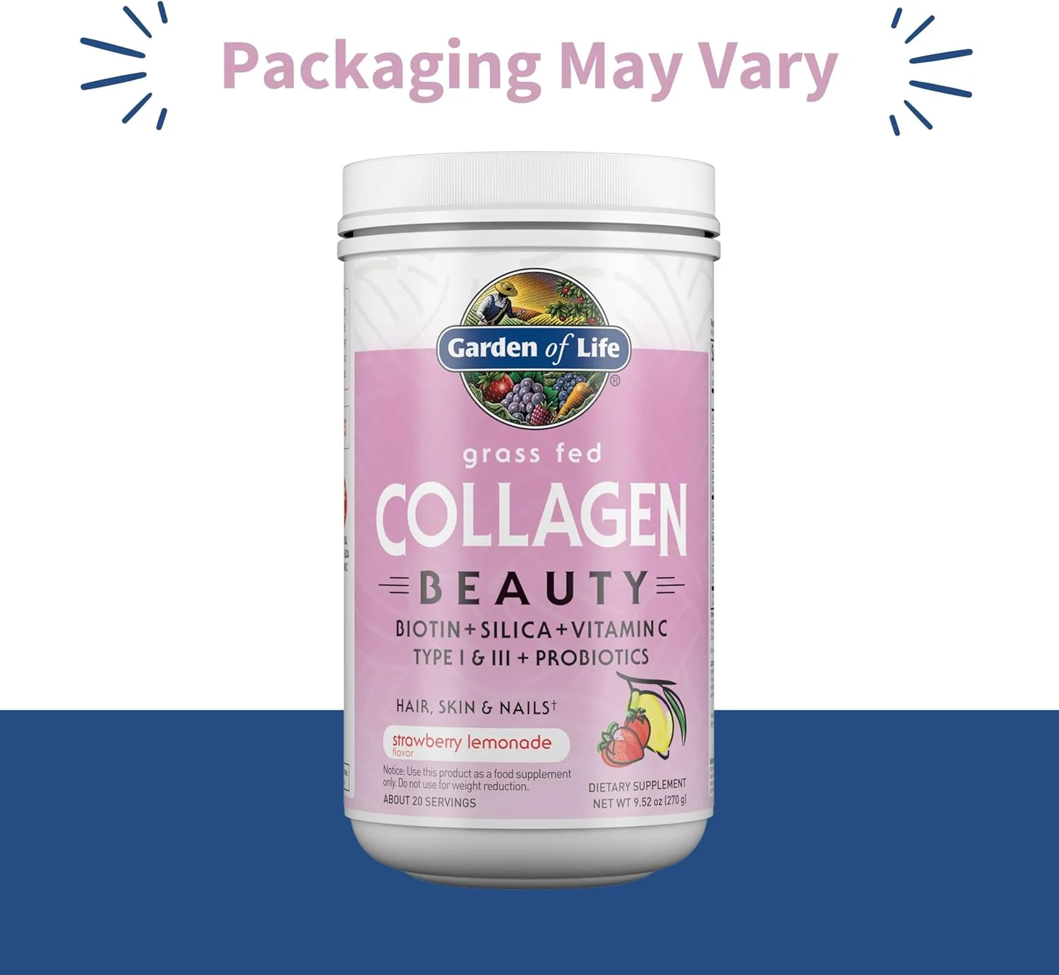 پودر کلاژن زیبایی Garden of Life با طعم لیموناد توت فرنگی، 20 سروینگ، پودر پروتئین پپتیدهای کلاژن هیدرولیز شده برای مو، پوست و ناخن پودر کلاژن زیبایی Garden of Life با طعم لیموناد توت فرنگی، 20 سروینگ، پودر پروتئین پپتیدهای کلاژن هیدرولیز شده برای مو، پوست و ناخن