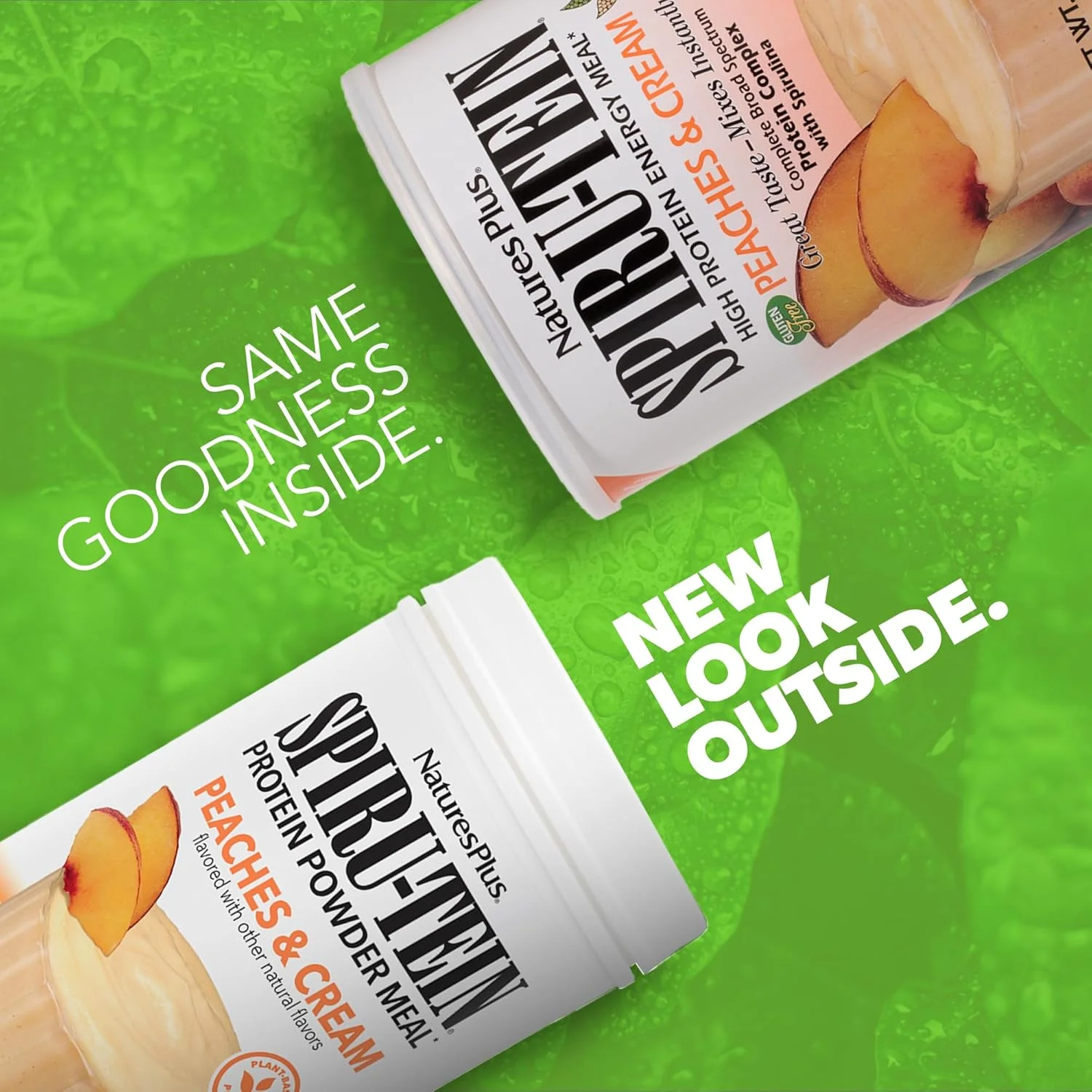 نوشیدنی پروتئینی اسپیرو-تین نیچرز پلاس - طعم هلو و خامه - 499 گرم، پودر پروتئین اسپیرولینا - جایگزین غذای گیاهی، ویتامین ها و مواد معدنی برای انرژی - گیاهخواری، بدون گلوتن - 15 سروینگ