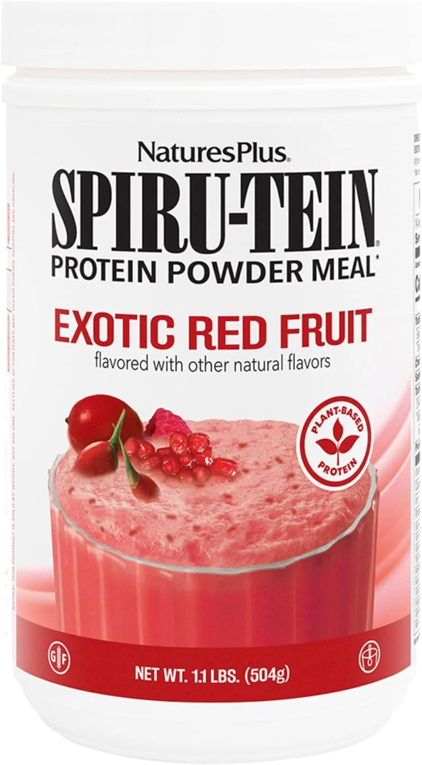 نِیچرز پلاس اسپیرو-تین، میوه قرمز استوایی - 498 گرم - پودر پروتئین گیاهی - ویتامین ها و مواد معدنی برای انرژی - گیاهخواری، بدون گلوتن - 14 سروینگ نِیچرز پلاس اسپیرو-تین، میوه قرمز استوایی - 498 گرم - پودر پروتئین گیاهی - ویتامین ها و مواد معدنی برای انرژی - گیاهخواری، بدون گلوتن - 14 سروینگ