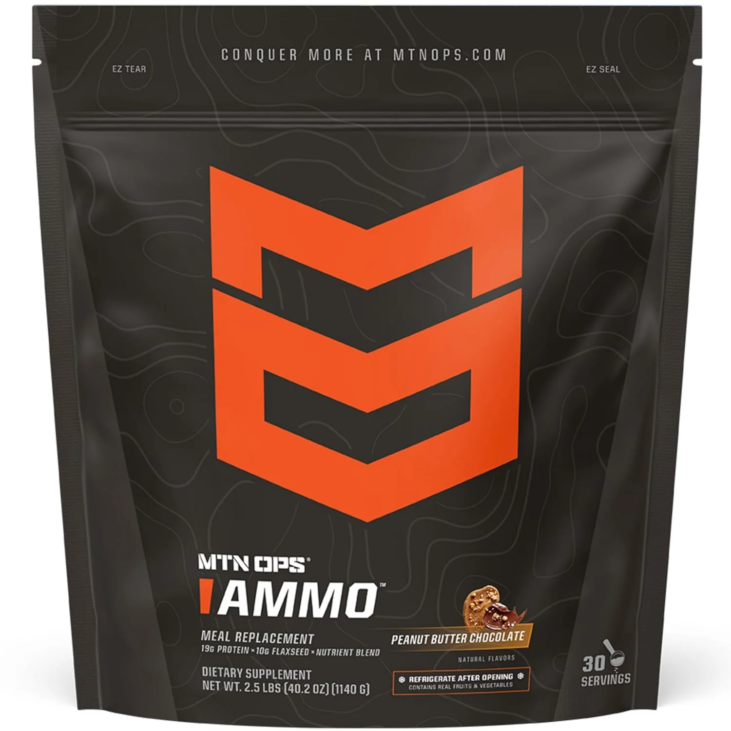 پودر پروتئین جایگزین وعده غذایی MTN OPS Ammo برای عضله سازی بدون چربی، 28 سروینگ، طعم کره بادام زمینی شکلاتی پودر پروتئین جایگزین وعده غذایی MTN OPS Ammo برای عضله سازی بدون چربی، 28 سروینگ، طعم کره بادام زمینی شکلاتی