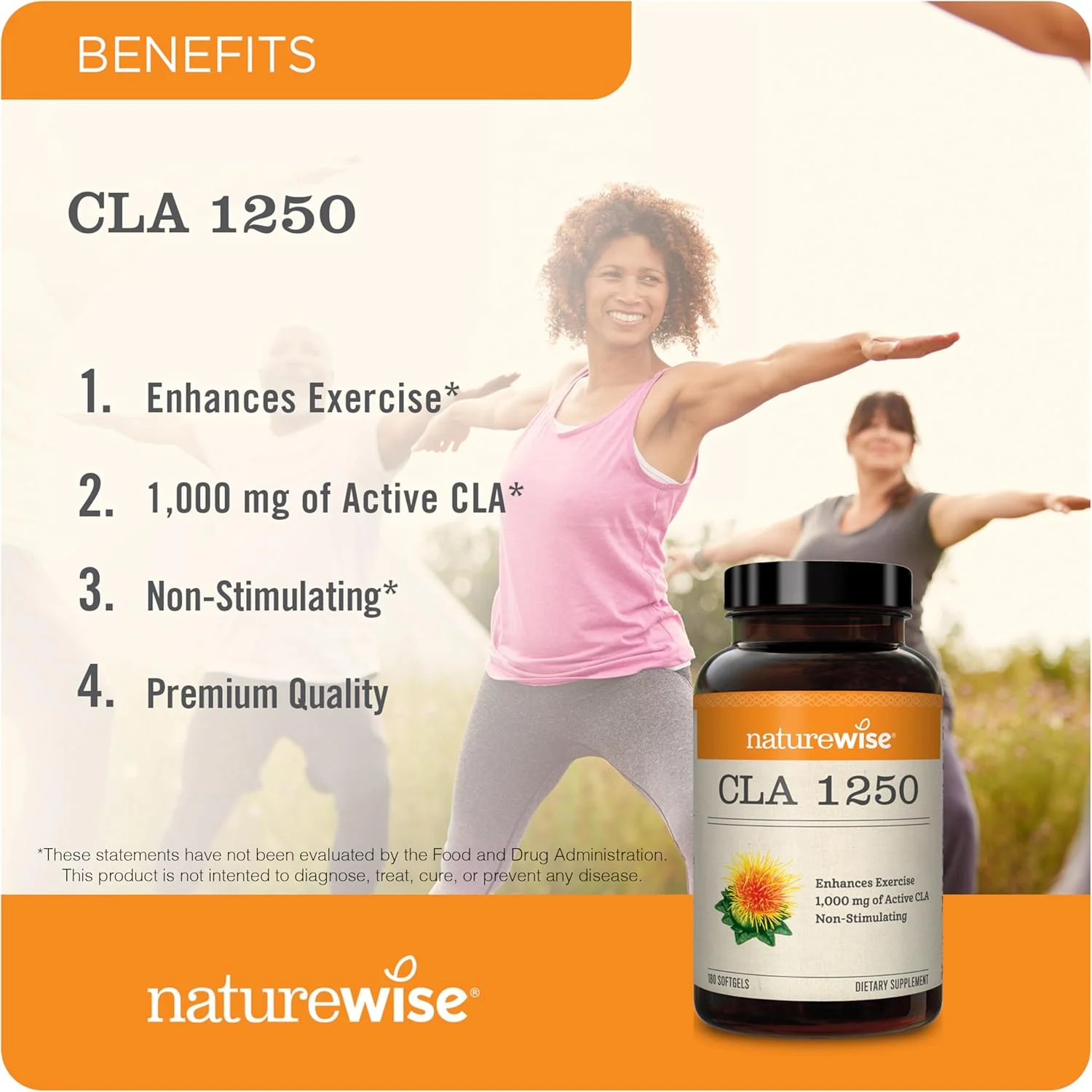 NatureWise CLA 1250 - مکمل CLA، غیر محرک، غیر GMO - 90 سافت ژل [تامین 30 روزه] + [1] تعادل کبد - خار مریم، قاصدک، زردچوبه - 120 کپسول [تامین 60 روزه]