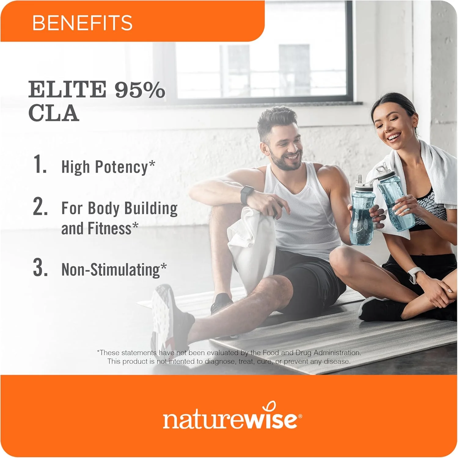 NatureWise CLA 1300 - 95% اسید لینولئیک مزدوج فعال برای زنان و مردان، غیر محرک، پشتیبانی از اهداف وزن و تناسب اندام - غیر GMO، بدون گلوتن - 180 سافت ژل [تامین 2 ماهه]