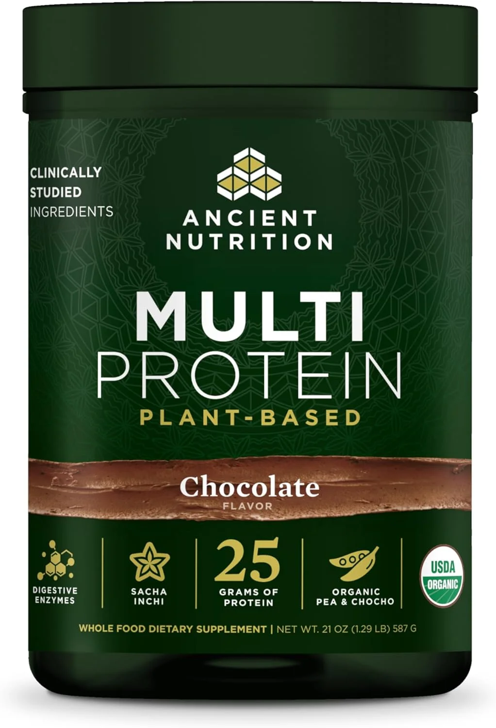 پودر پروتئین گیاهی ارگانیک با تغذیه باستانی، 25 گرم پروتئین، پروتئین نخود هیدرولیز شده، آنزیم های گوارشی و پروبیوتیک ها، پشتیبانی از سلامت عضلات و روده، شکلاتی، 15 وعده پودر پروتئین گیاهی ارگانیک با تغذیه باستانی، 25 گرم پروتئین، پروتئین نخود هیدرولیز شده، آنزیم های گوارشی و پروبیوتیک ها، پشتیبانی از سلامت عضلات و روده، شکلاتی، 15 وعده