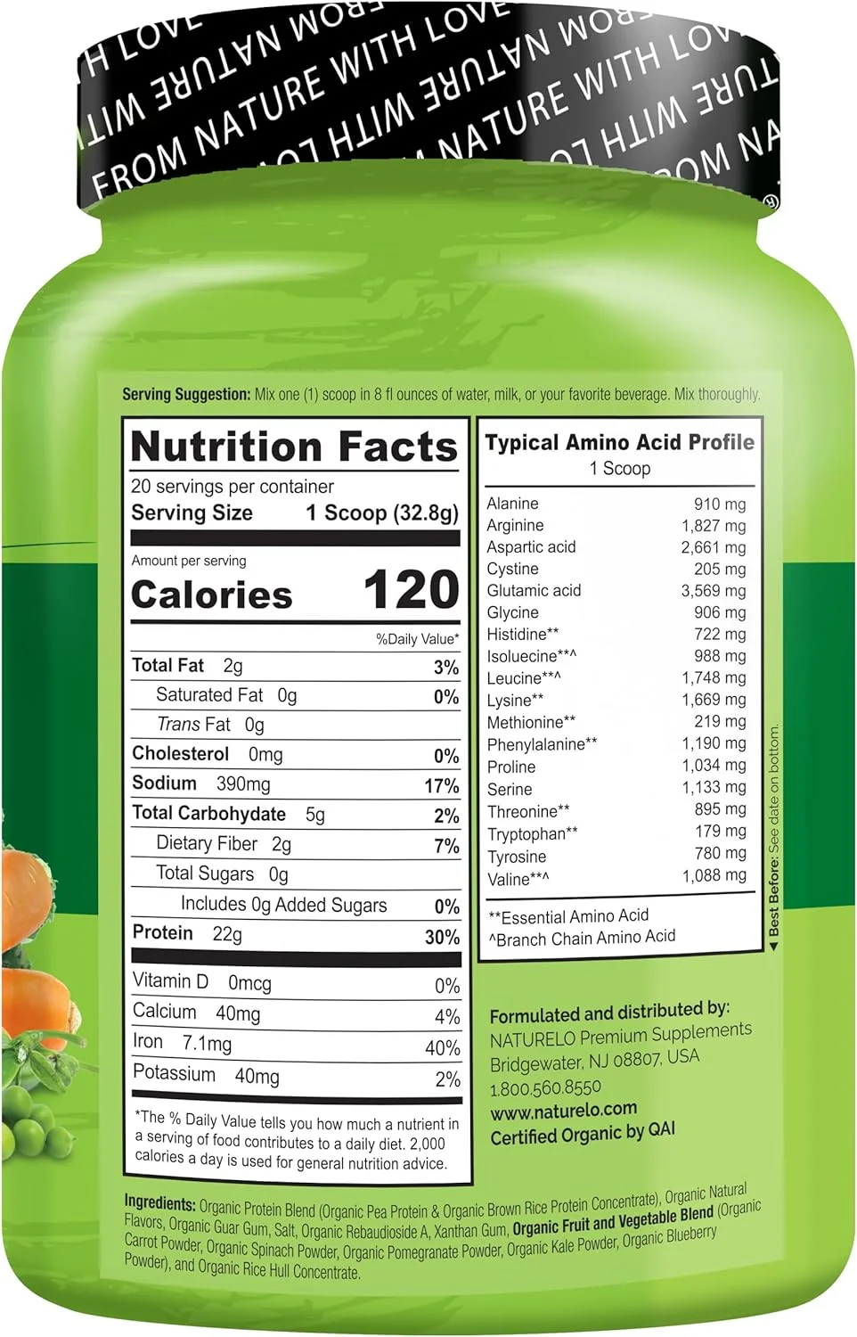 پودر پروتئین گیاهی نیچِرلو - بسته وانیلی و شکلاتی - 40 سروینگ