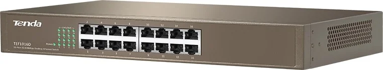 سوئیچ 16 پورت فست اترنت تندا، پورت های RJ45 با سرعت 10/100M، محافظت در برابر صاعقه 6 کیلو ولت، جدول آدرس MAC با 4K، ظرفیت 3.2 گیگابیت بر ثانیه | TEF1016D