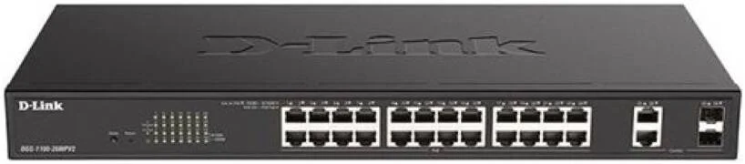 سوئیچ مدیریتی هوشمند دی-لینک، 24 پورت 10/100/1000BASE-T PoE، 2 پورت ترکیبی RJ45/SFP، توان PoE 525W، پشتیبانی از PoE++ (802.3bt)، کنترل پهنای باند، QoS، IGMP Snooping | DGS-1100-26MPPV2
