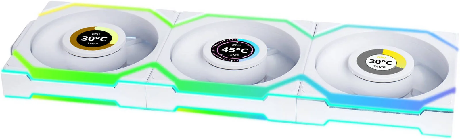 فن کیس بی سیم LCD معکوس Lian-Li UNI FAN SL، اندازه فن 120 میلی متر، سرعت فن 1900 دور در دقیقه، جریان هوای فن 51.45 CFM، نوع بلبرینگ دینامیکی سیال، بسته 3 عددی، سفید | 12RSLLCD1W3W