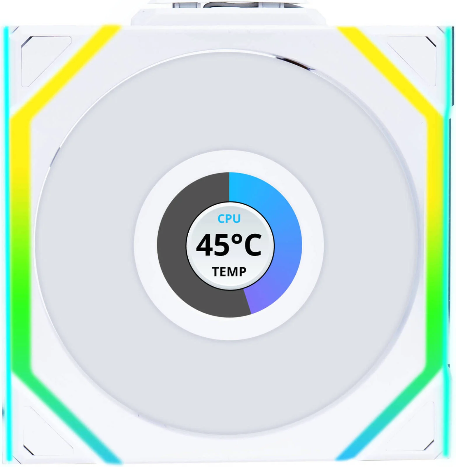فن کیس بی سیم LCD معکوس Lian-Li UNI FAN SL، اندازه فن 120 میلی متر، سرعت فن 1900 دور در دقیقه، جریان هوای فن 51.45 CFM، نوع بلبرینگ دینامیکی سیال، بسته 3 عددی، سفید | 12RSLLCD1W3W