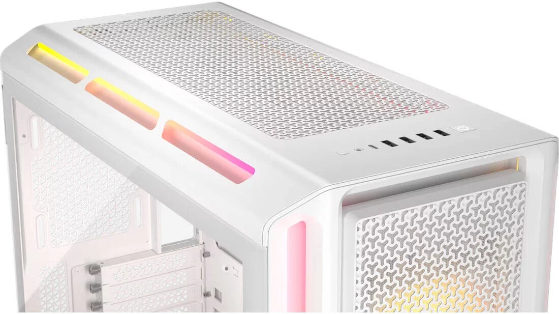 کیس کامپیوتر میان برج Corsair iCUE LINK 5000T LX RGB، با عملکرد بالا، 3 عدد فن LX120 RGB از پیش نصب شده، پشتیبانی از رادیاتور تا 360 میلیمتر و 10 فن، پنلهای جریان هوای جلو و بالا، سفید | CC-9011299-WW کیس کامپیوتر میان برج Corsair iCUE LINK 5000T LX RGB، با عملکرد بالا، 3 عدد فن LX120 RGB از پیش نصب شده، پشتیبانی از رادیاتور تا 360 میلیمتر و 10 فن، پنلهای جریان هوای جلو و بالا، سفید | CC-9011299-WW