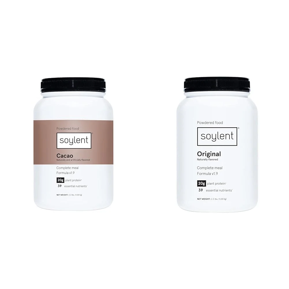 پودر پروتئین جایگزین وعده غذایی کامل سويلنت، کاکائو و اورجینال - پروتئین گیاهی، 39 ماده مغذی ضروری - (2 عدد تیوب 1043 گرمی) پودر پروتئین جایگزین وعده غذایی کامل سويلنت، کاکائو و اورجینال - پروتئین گیاهی، 39 ماده مغذی ضروری - (2 عدد تیوب 1043 گرمی)