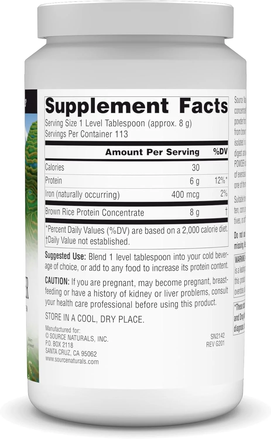 پروتئین برنج قهوه ای Source Naturals، گیاهی و غیر تراریخته - پودر 907 گرمی