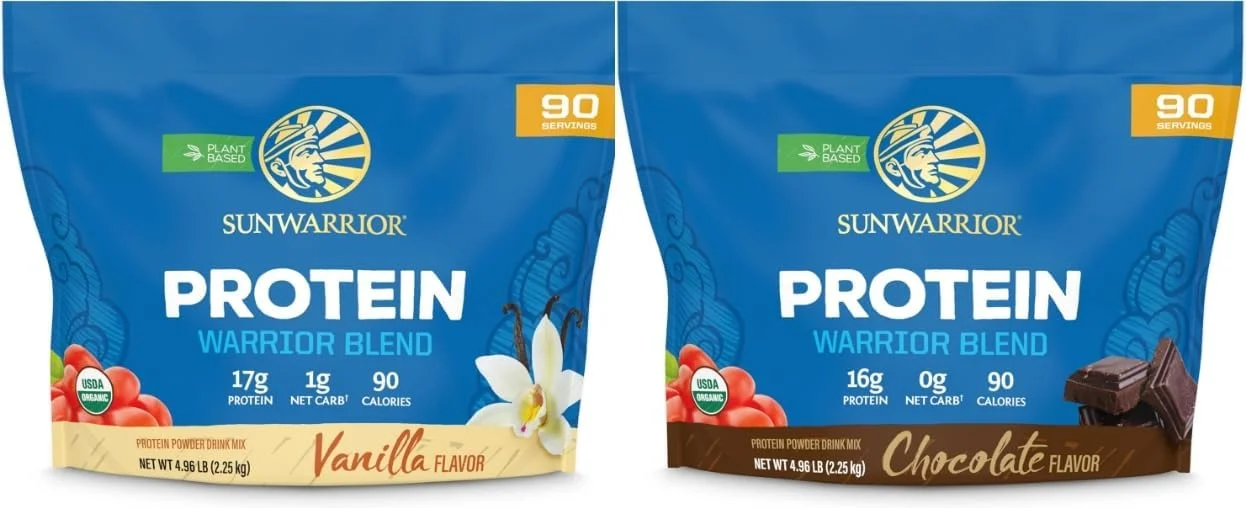 مجموعه پودر پروتئین گیاهی ارگانیک شکلاتی و وانیلی سان واریر | بسته ویژه | پودر پروتئین ارگانیک وگان | غیر تراریخته، بدون سویا، لبنیات، پرکننده و گلوتن (90 سروینگ در هر کدام) مجموعه پودر پروتئین گیاهی ارگانیک شکلاتی و وانیلی سان واریر | بسته ویژه | پودر پروتئین ارگانیک وگان | غیر تراریخته، بدون سویا، لبنیات، پرکننده و گلوتن (90 سروینگ در هر کدام)