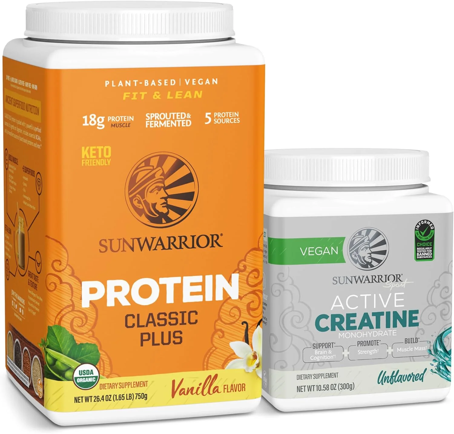 مجموعه پودر کراتین و پودر پروتئین ارگانیک کلاسیک وانیلی پلاس | بسته ویژه و مقرون به صرفه | ترکیب سوپرفود پروتئین وگان به همراه کراتین مونوهیدرات بدون طعم (60 سروینگ بدون طعم، 30 سروینگ وانیلی) مجموعه پودر کراتین و پودر پروتئین ارگانیک کلاسیک وانیلی پلاس | بسته ویژه و مقرون به صرفه | ترکیب سوپرفود پروتئین وگان به همراه کراتین مونوهیدرات بدون طعم (60 سروینگ بدون طعم، 30 سروینگ وانیلی)