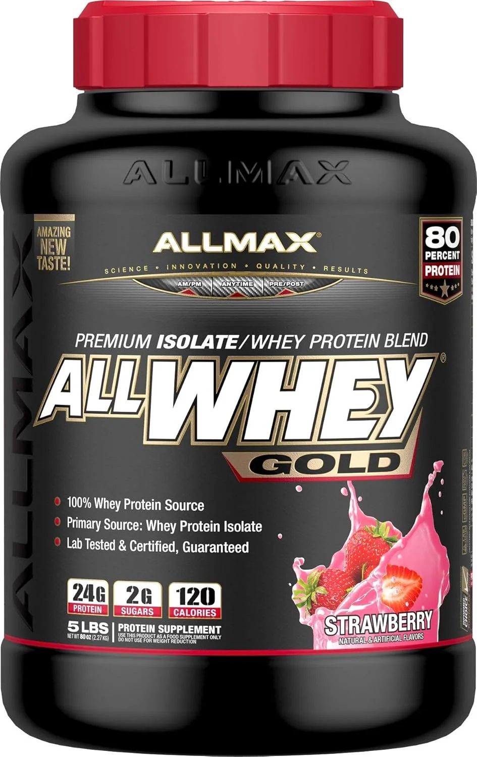 پروتئین وی گلد آل مکس Allwhey وزن ۲.۲۷ کیلوگرم طعم توت فرنگی پروتئین وی گلد آل مکس Allwhey وزن ۲.۲۷ کیلوگرم طعم توت فرنگی