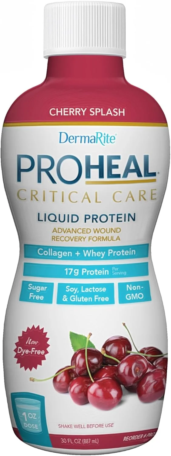 مکمل پروتئین مایع ProHeal از DermaRite - فرمول مایع برای بهبود زخم، حاوی 17 گرم کلاژن و پروتئین وی - طعم گیلاس، 887 میلی لیتر، 1 عدد مکمل پروتئین مایع ProHeal از DermaRite - فرمول مایع برای بهبود زخم، حاوی 17 گرم کلاژن و پروتئین وی - طعم گیلاس، 887 میلی لیتر، 1 عدد