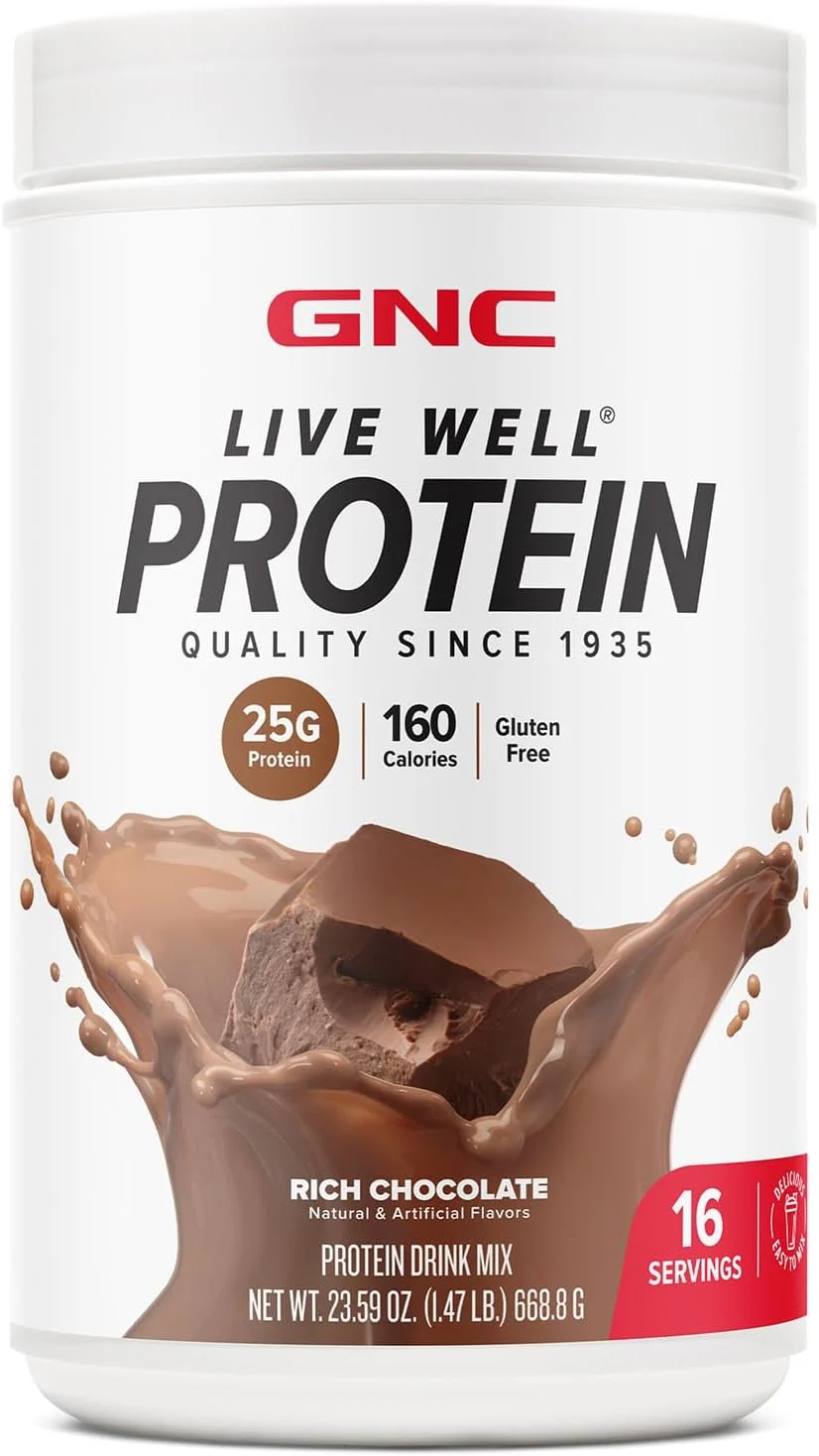 پروتئین GNC Live Well، کیفیت از سال 1935، 25 گرم، بدون گلوتن، شکلات غنی، 16 سروینگ پروتئین GNC Live Well، کیفیت از سال 1935، 25 گرم، بدون گلوتن، شکلات غنی، 16 سروینگ