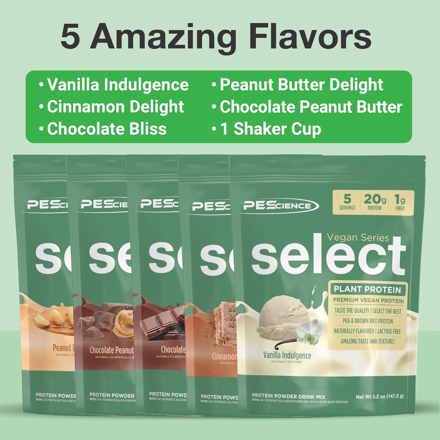 پودر پروتئین گیاهی سلکت PEScience، پودر پروتئین گیاهی، طعم شگفت انگیز، بافت نرم، ترکیبی از نخود و برنج قهوه ای، بدون لبنیات، بدون لاکتوز، بدون گلوتن - بسته متنوع 5 طعم، 25 سروینگ پودر پروتئین گیاهی سلکت PEScience، پودر پروتئین گیاهی، طعم شگفت انگیز، بافت نرم، ترکیبی از نخود و برنج قهوه ای، بدون لبنیات، بدون لاکتوز، بدون گلوتن - بسته متنوع 5 طعم، 25 سروینگ