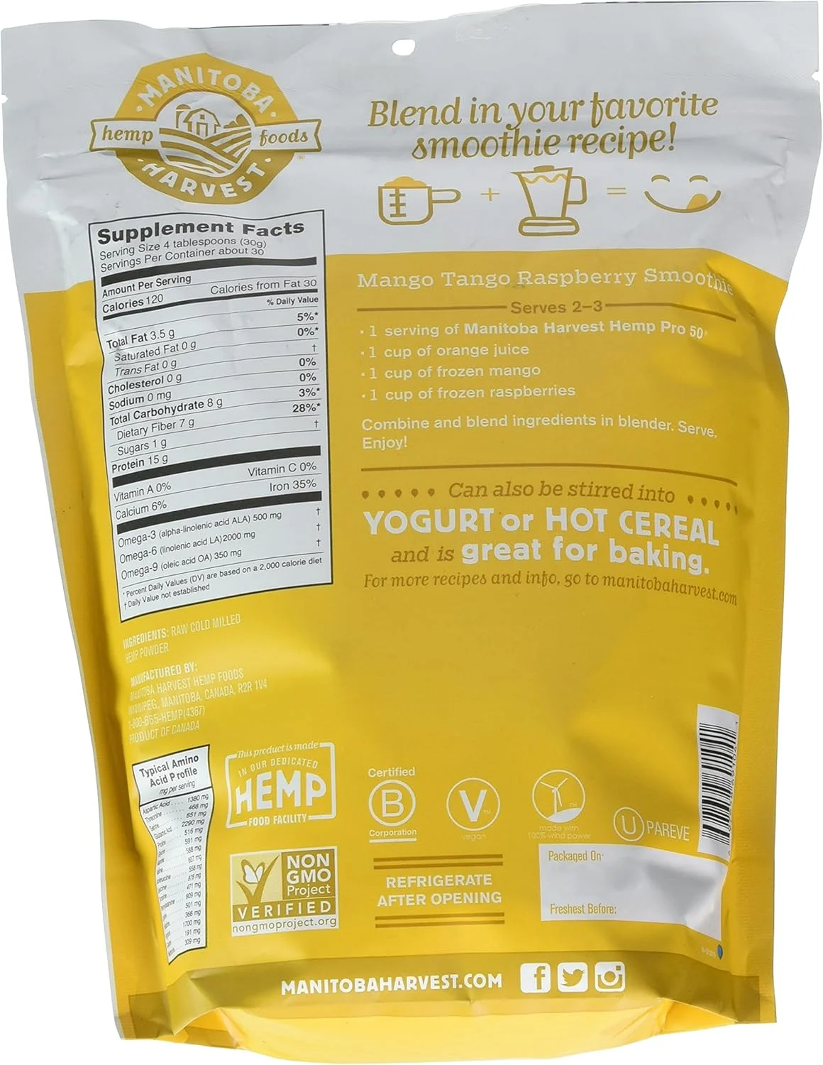 پودر پروتئین مانیتوبا هاروست - کنف پرو 50، 32 اونس پودر پروتئین مانیتوبا هاروست - کنف پرو 50، 32 اونس