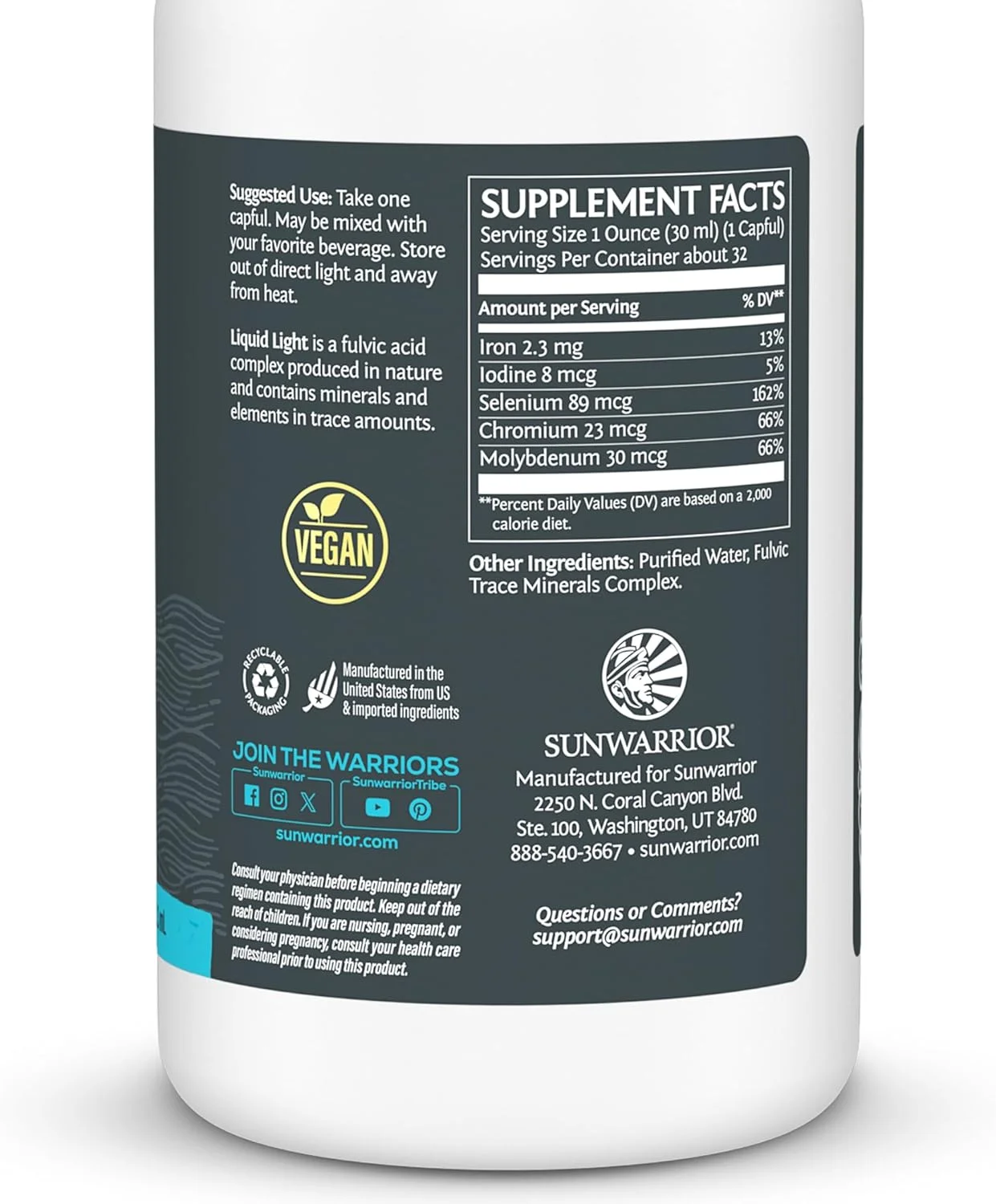 قطره های مکمل مواد معدنی کمیاب اسید فولویک، قطره های آب معدنی مایع ارگانیک و وگان | کمپلکس مواد معدنی مایع گیاهی 32 Fl Oz 32 سروینگ توسط سان واریر قطره های مکمل مواد معدنی کمیاب اسید فولویک، قطره های آب معدنی مایع ارگانیک و وگان | کمپلکس مواد معدنی مایع گیاهی 32 Fl Oz 32 سروینگ توسط سان واریر