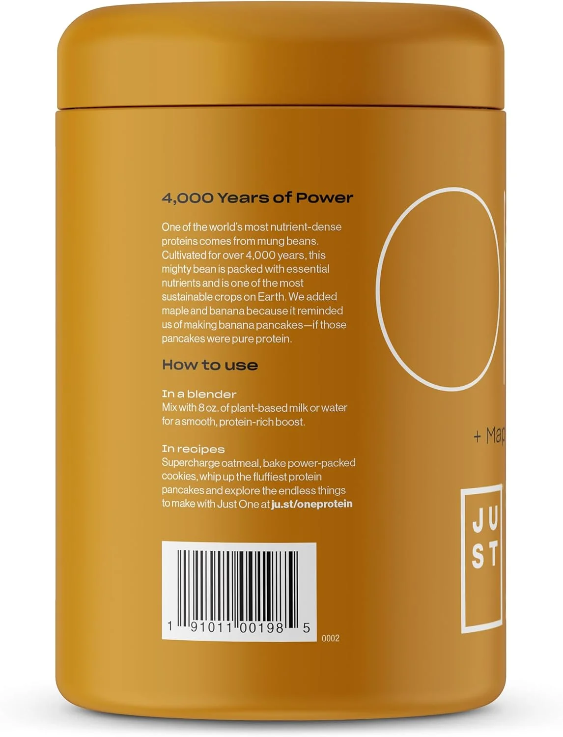 پودر پروتئین گیاهی جاست وان، طعم موز و افرا، 340 گرم