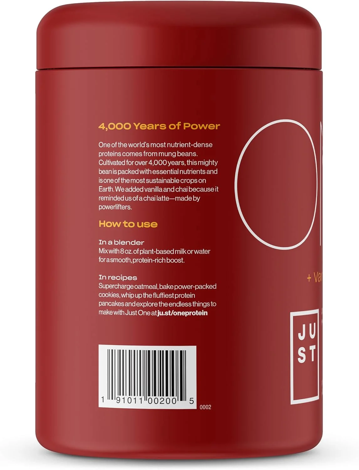 پودر پروتئین گیاهی جاست وان، وانیل چای، 340 گرم پودر پروتئین گیاهی جاست وان، وانیل چای، 340 گرم