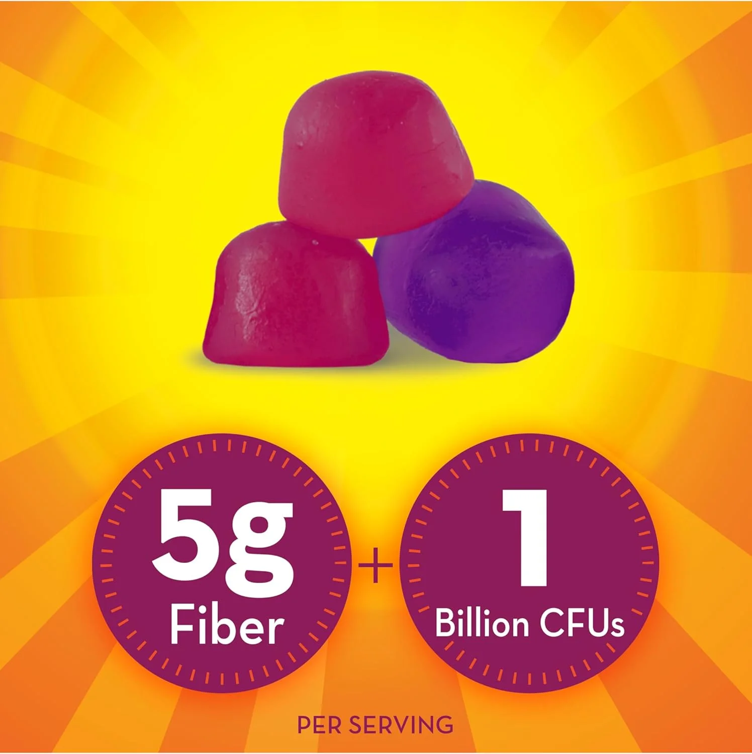 پاستیل فیبر Metamucil برای بزرگسالان با پروبیوتیک برای رفع نفخ، بدون شکر افزوده با طعم های توت فرنگی کیوی شاه توت، مکمل فیبر گیاهی پری بیوتیک 5 گرمی، 90 عدد